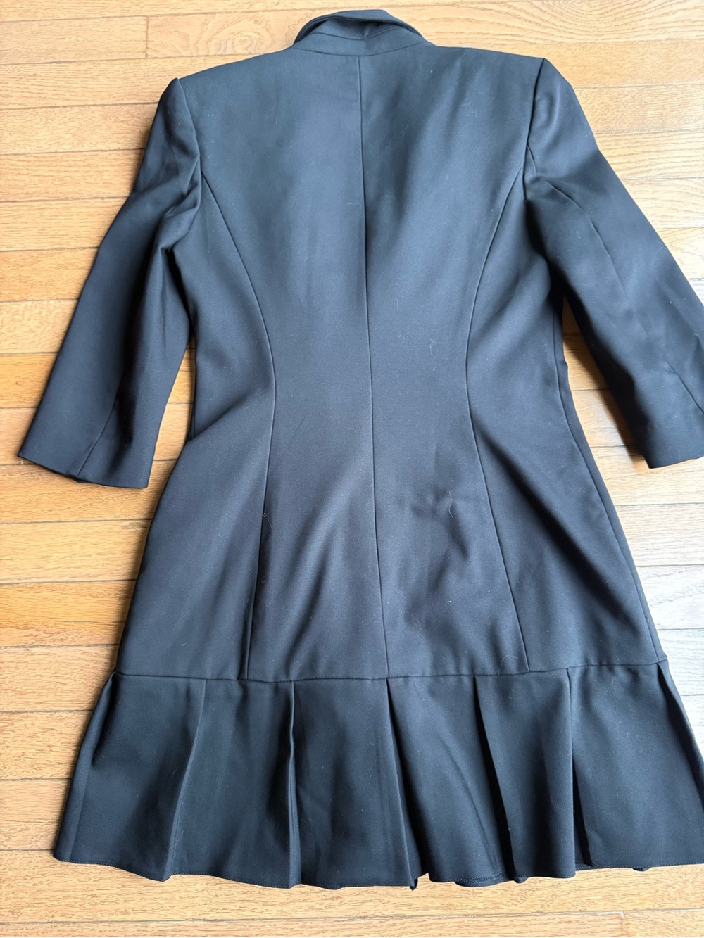 ZARA Black Double Breasted Blazer Dress Pleated Hem Size Small - Picture 4 of 8